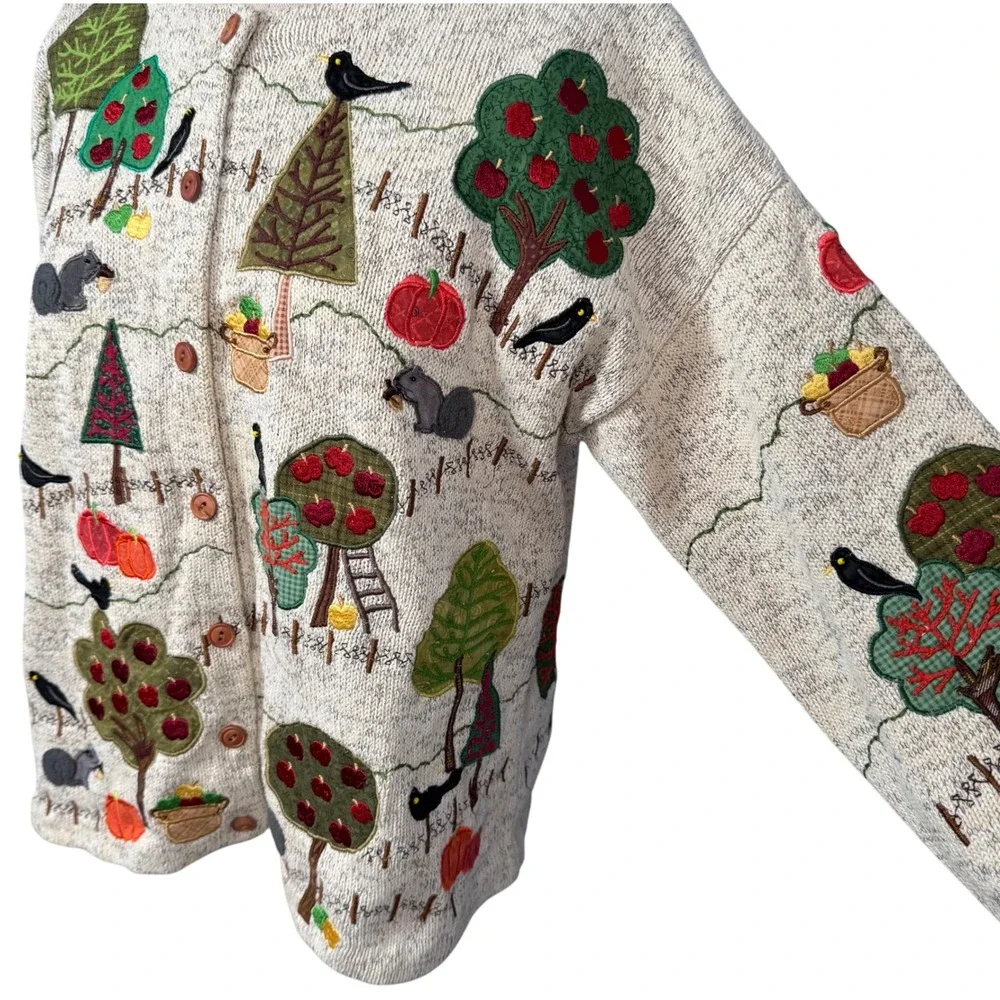 VTG Philip Jane Gordon Women M Cardigan Design Option Fall Apple Orchard Pumpkin